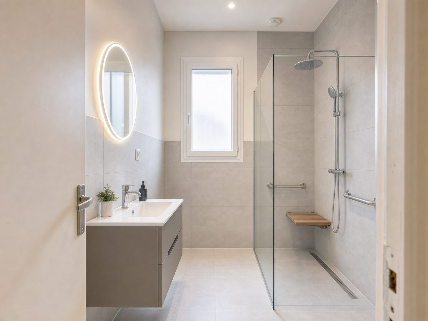 Après travaux - Douche italienne sécurisée
